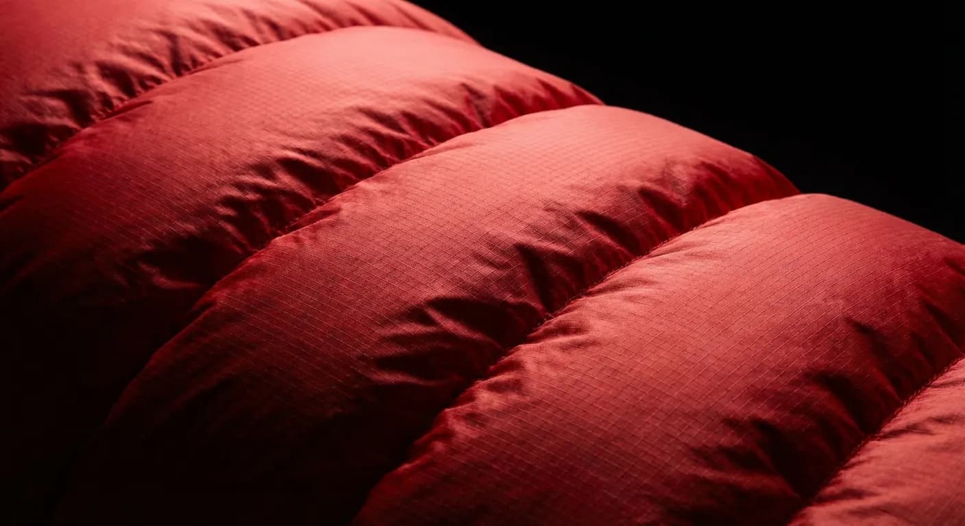 Avis Valandré Mirage 3/4 : Test complet du sac ultraléger Détail du tissu et du gonflant du sac de couchage Valandré Mirage 3/4